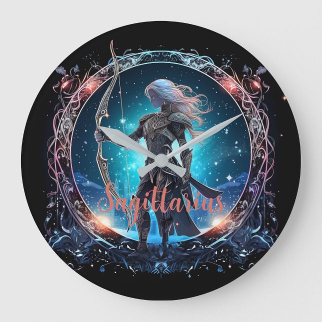 Mystisk Skytten Zodiakuskonst  Stor Klocka (Framsida)
