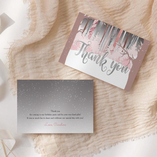 Mystisk snö skog vinter träd dämpade färger tack kort (Skapare uppladdad)