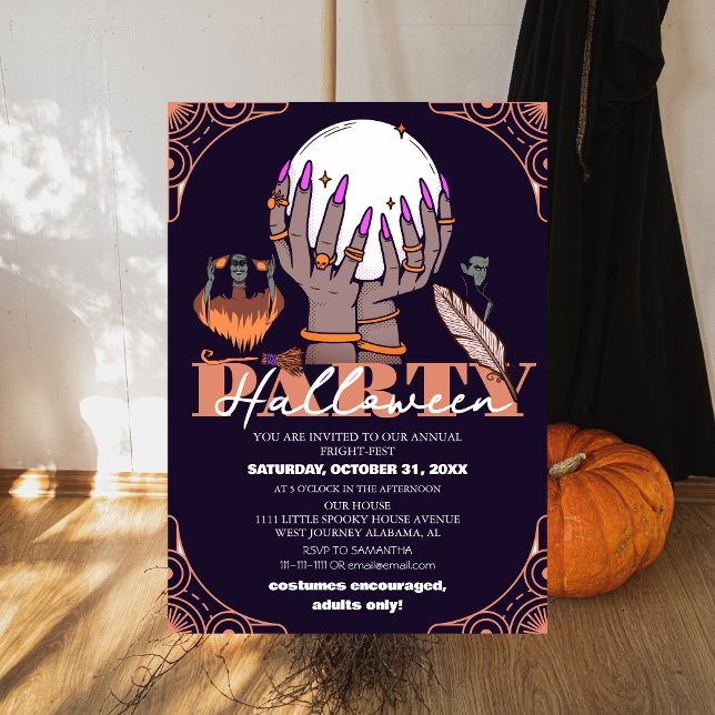 Mystisk Spådam Övernaturlig Halloweenfest För Vuxn Inbjudningar (Skapare uppladdad)