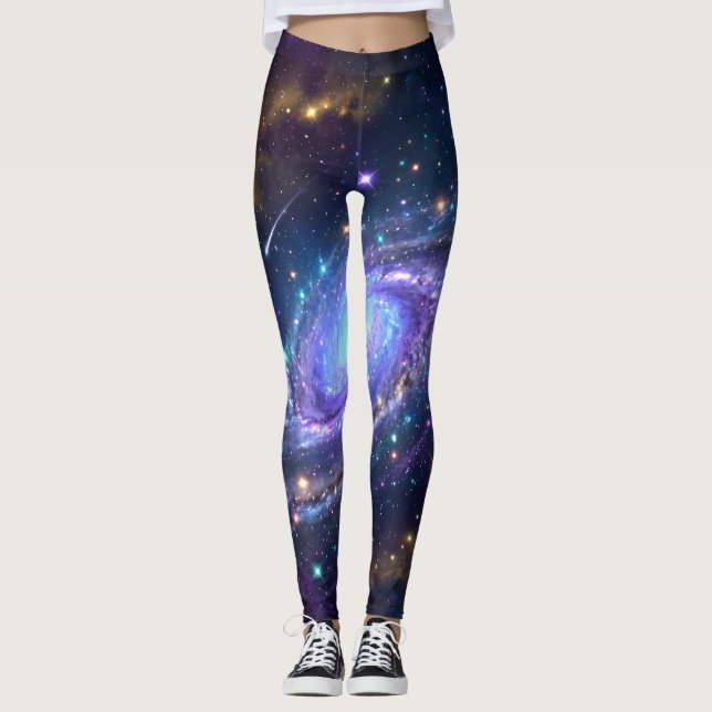 Mystisk Spiralgalax Rymdkonst Leggings (Framsida)
