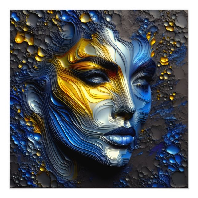 Mystisk strålning - en präglad kvinnlig Ansikte Fototryck (Framsidan)