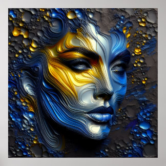 Mystisk strålning - en präglad kvinnlig Ansikte Poster