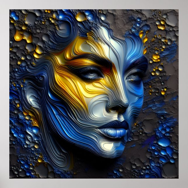 Mystisk strålning - en präglad kvinnlig Ansikte Poster (Framsidan)