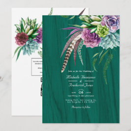 Mystisk Sukkulent Bohemisk QR-kod RSVP Bröllop Inbjudningar