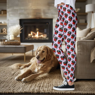 Mystisk Svart Drakes Röda Rosor Lavendel Gotisk Leggings