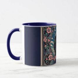 Mystisk svart katt Art Nouveau Mugg