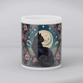Mystisk svart katt Art Nouveau Mugg