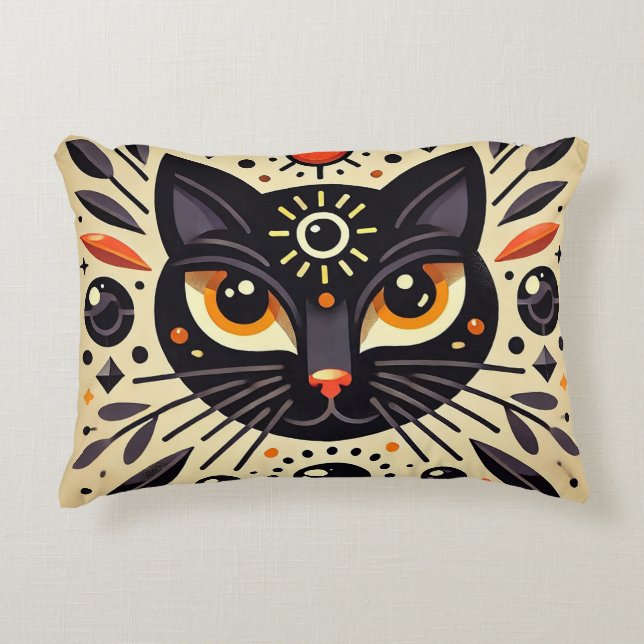 Mystisk svart katt Celestial Glow 🐱 Prydnadskudde (Framsidan)