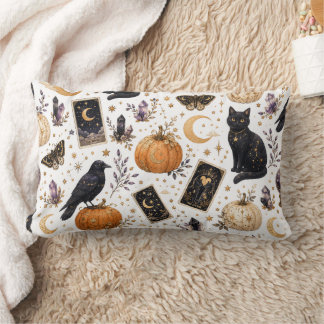 Mystisk svart katt Halloween Celestial Tarot Lumbarkudde