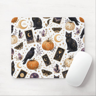 Mystisk svart katt Halloween Celestial Tarot Musmatta