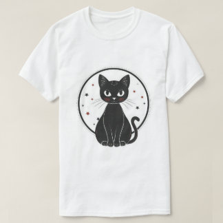 Mystisk svart katt himmelsk t shirt