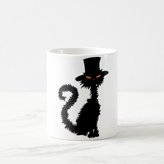 Mystisk svart katt-mugg kaffemugg (Center)