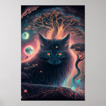 Mystisk svart katt-plakat | Häxkonst 1