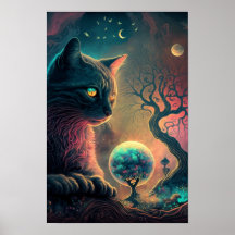 Mystisk svart katt-plakat | Häxkonst 3
