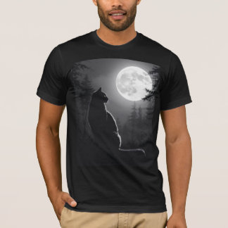 Mystisk svart katt under fullmåne gotisk konst för t shirt