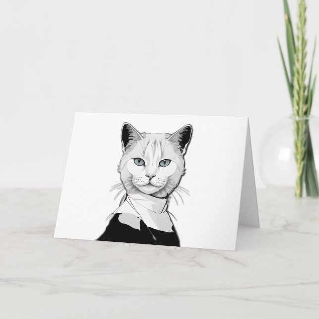 Mystisk svart och vit katt från Salem Inbjudan (Framsida)