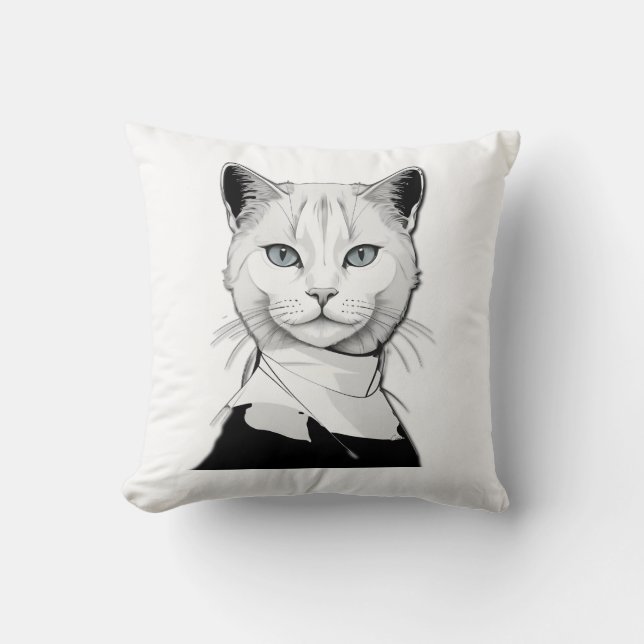 Mystisk svart och vit katt från Salem Kudde (Framsida)