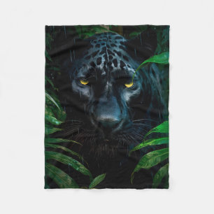 Mystisk Svart Panter Djungel Vilda Djur Design Fleecefilt