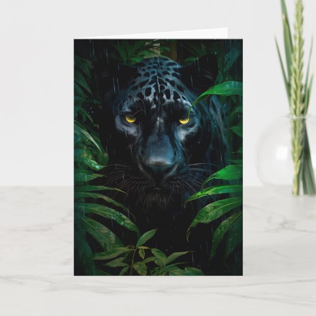 Mystisk Svart Panter Djungel Vilda Djur Design Kort (Framsida)