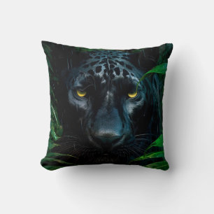 Mystisk Svart Panter Djungel Vilda Djur Design Kudde