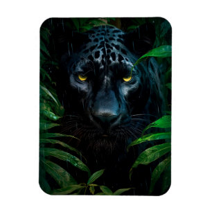 Mystisk Svart Panter Djungel Vilda Djur Design Magnet