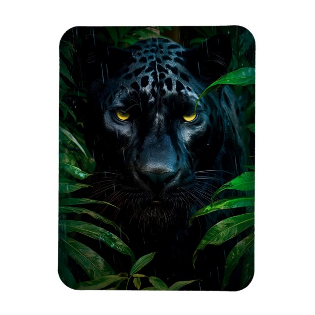 Mystisk Svart Panter Djungel Vilda Djur Design Magnet (Vertikal)