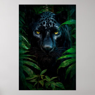 Mystisk Svart Panter Djungel Vilda Djur Design Poster
