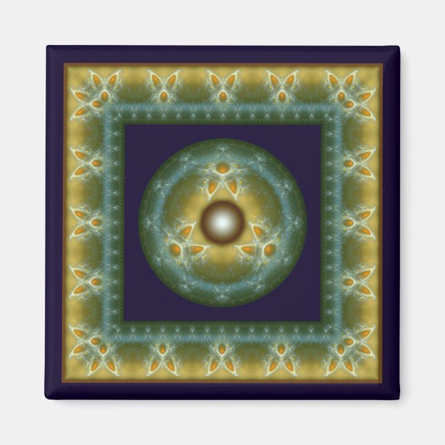 Mystisk symbolisk färgstark ornament magnet (Framsidan)