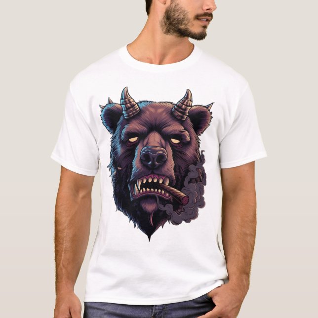 Mystisk T-Shirt med Behornad Björn (Framsida)