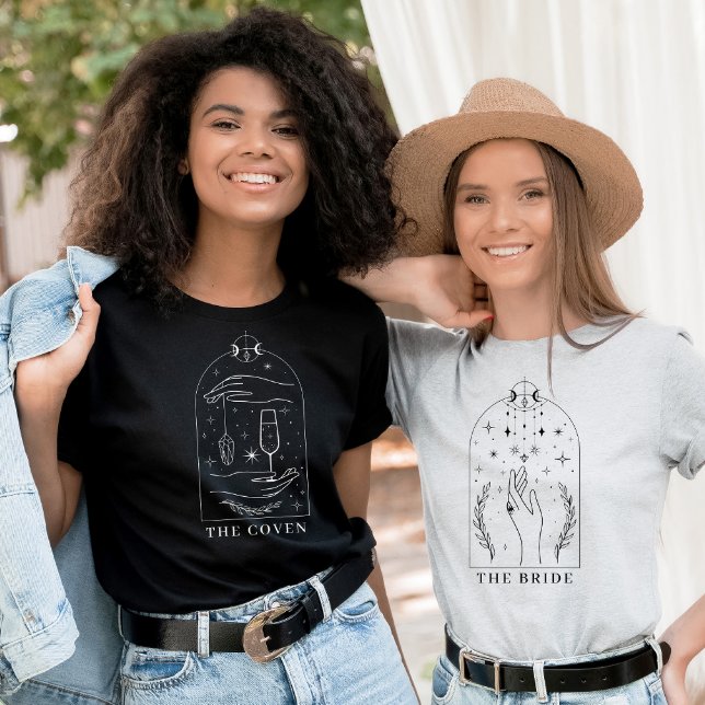 Mystisk Tarotkort Möhippa De Onda Systrarna T Shirt (The Bride and The Coven Mystical Tarot Card Bachelorette Party Matching T-shirts)
