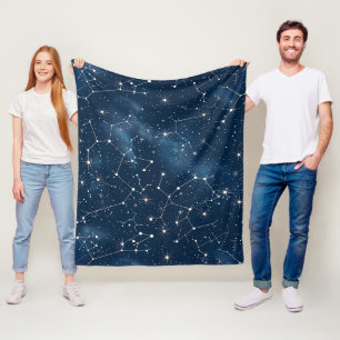 Mystisk Teal Vit Kosmisk Stjärnor Nebula Fleecefilt