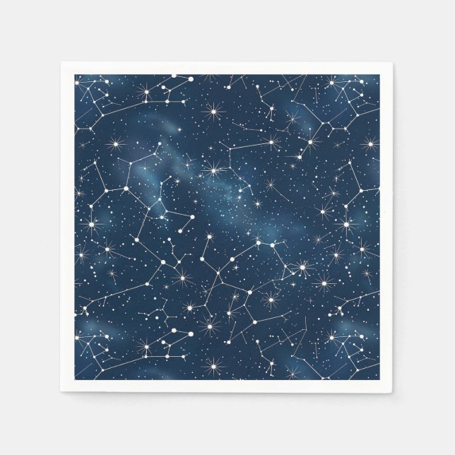 Mystisk Teal Vit Kosmisk Stjärnor Nebula Pappersservett (Framsidan)