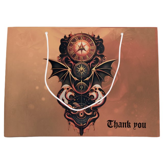 Mystisk tid med vingar, steampunk klocka. (Framsidan)