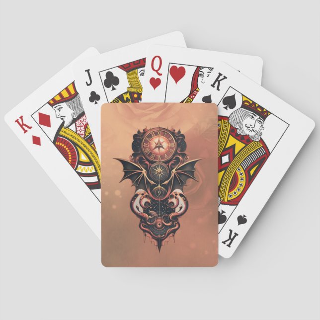 Mystisk tid med vingar, steampunk klocka. casinokort (Baksidan)