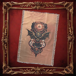 Mystisk tid med vingar, steampunk klocka. filt