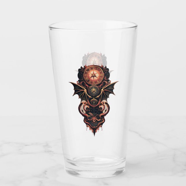 Mystisk tid med vingar, steampunk klocka. glaskopp (Framsida)