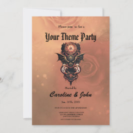 Mystisk tid med vingar, steampunk klocka. inbjudningar