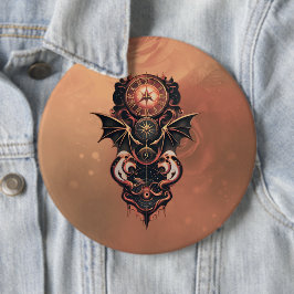 Mystisk tid med vingar, steampunk klocka. knapp