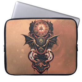 Mystisk tid med vingar, steampunk klocka. laptop fodral