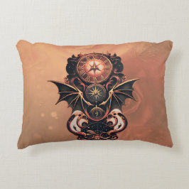 Mystisk tid med vingar, steampunk klocka. prydnadskudde