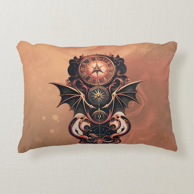 Mystisk tid med vingar, steampunk klocka. prydnadskudde (Framsidan)