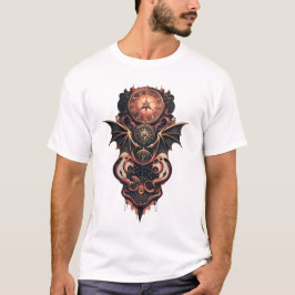 Mystisk tid med vingar, steampunk klocka. t shirt