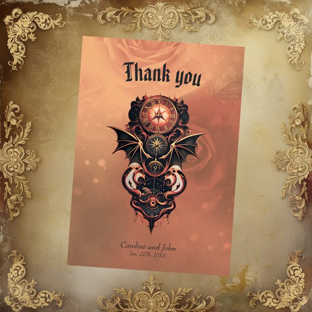 Mystisk tid med vingar, steampunk klocka. tack kort (Skapare uppladdad)