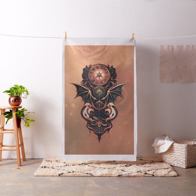 Mystisk tid med vingar, steampunk klocka. tyg (In Situ)