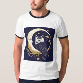 Mystisk uggla halvmåne himmelsk grafisk t-shirt