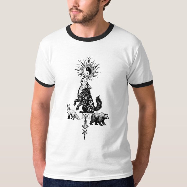 Mystisk Uggleögon Drömfångare Tribal Design T Shirt (Framsida)