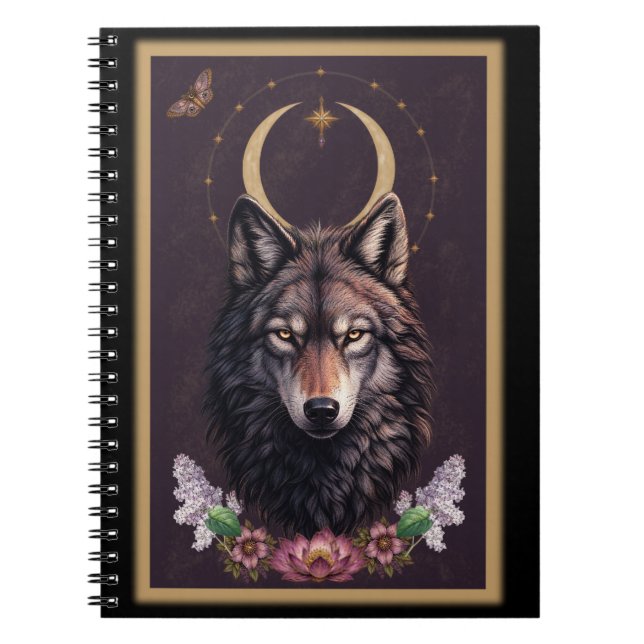 Mystisk Varg - Botanisk & Celestial Anteckningsbok (Framsidan)