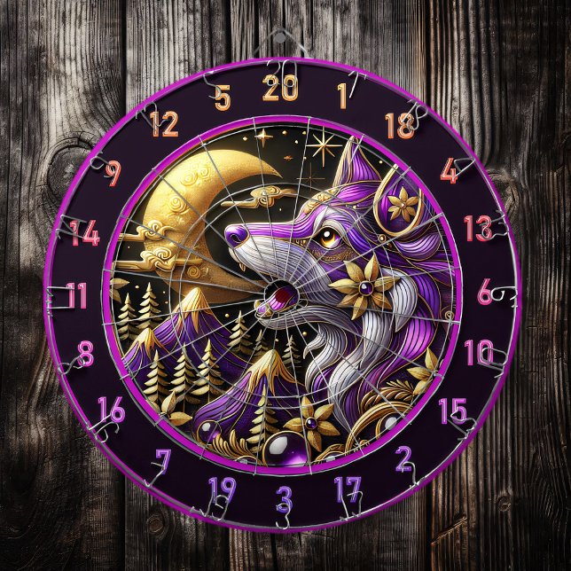 Mystisk Varg Howling vid full månning Darttavla (Skapare uppladdad)