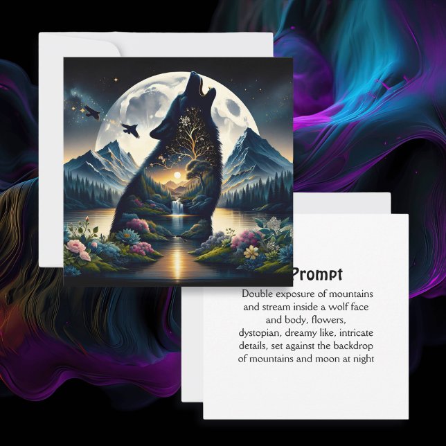 Mystisk Varg Howling vid Måne Surreal Ai Prompt (Skapare uppladdad)