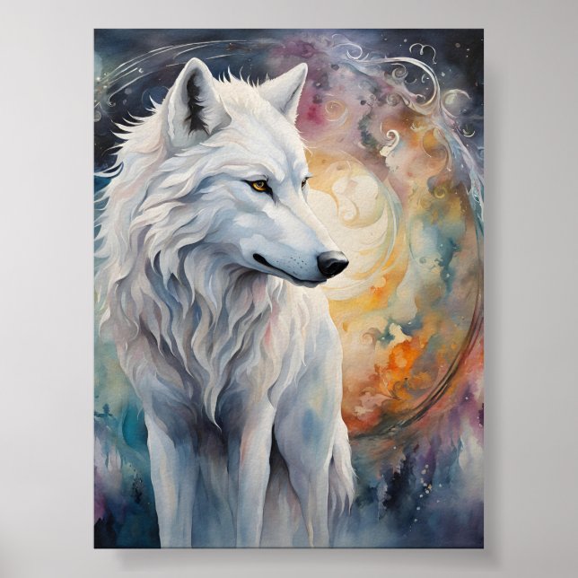 Mystisk varg i färgernas magi poster (Framsidan)